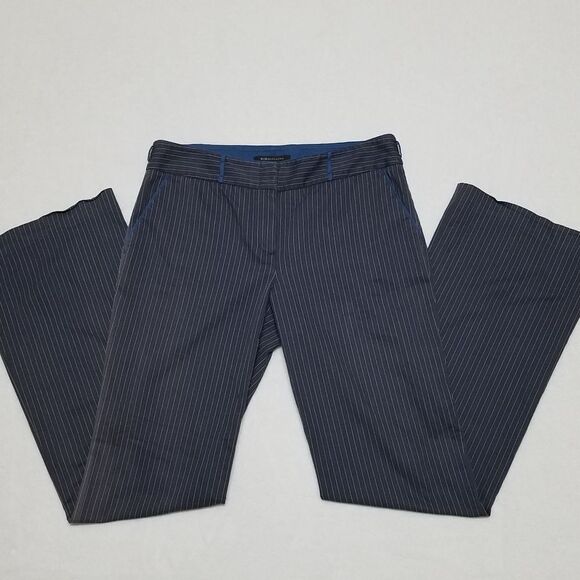 BCBGMaxAzria Amanda Gray Blue Pinstripe Wide Leg Slacks Trousers 8 - Picture 6 of 16